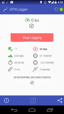 GPXLogger android App screenshot 2